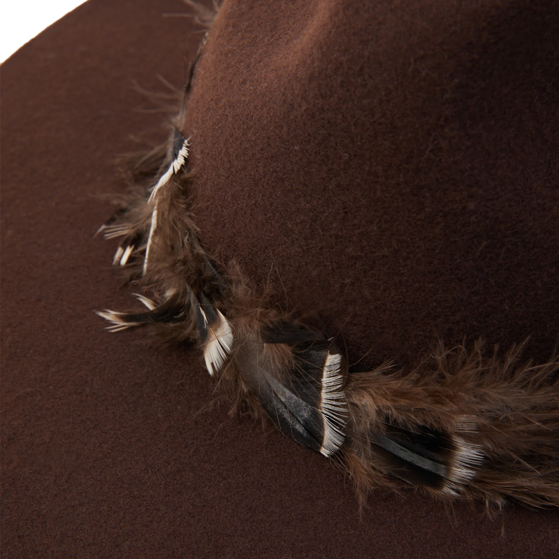 Holland Cooper Trilby Hat Iridescent Feather Band - Chocolate-2